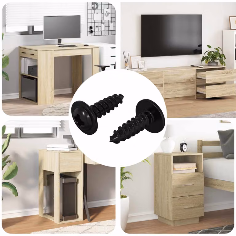 vidaXL Set di 2 chiodi autofilettanti in acciaio nero per legno, 3,5 x 12 mm