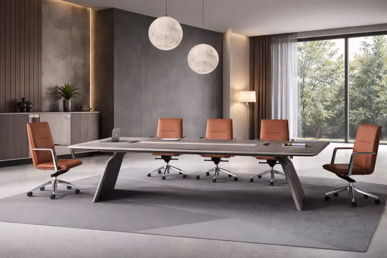Tavolo da riunione color nocciola scuro. Tavoli da riunione eleganti. Tavoli per conferenze