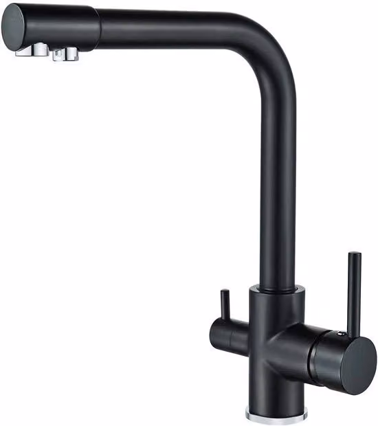 3 viei rubinetto, rubinetto da acqua per cucina 3 in 1, sistema di filtraggio, rubinetto da cucina in ottone, rubinetto per sistemi di osmosi, 360° girevole, nero