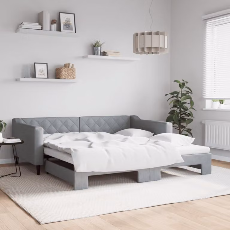 Maison Exclusive - Divano letto estraibile grigio chiaro 100x190 cm in tessuto