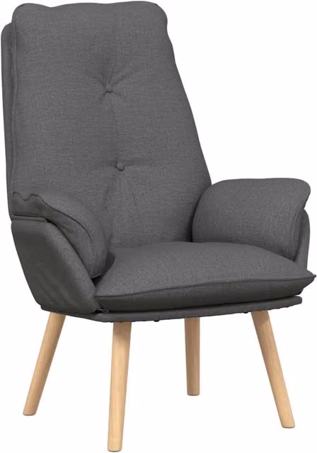 Poltrona Relax Moderna in Tessuto Grigio con Braccioli e Struttura in Legno L: 69 cm, P: 74 cm, H: 93 cm – 1