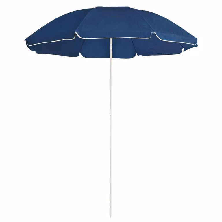 The Living Store Ombrellone con palo in acciaio blu 180 cm