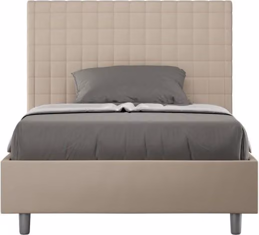 Letto imbottito 1 piazza e mezza 120x200 cm Sunny - Similpelle,Tortora,Con rete