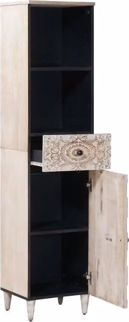 Armadio da bagno moderno DESIGN IN in legno e metallo con ante e cassetti, L: 38 cm, P: 33,5 cm, H: 160 cm