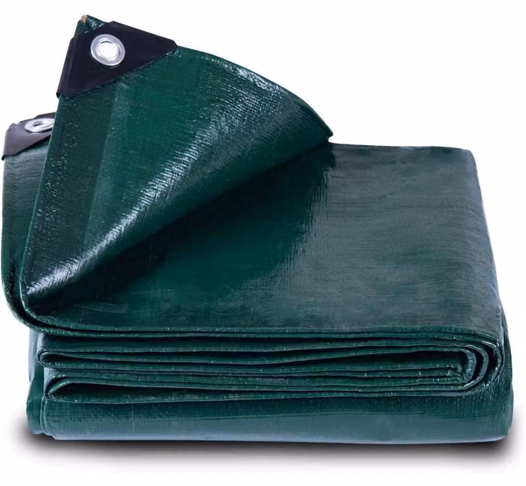 Telo impermeabile in tessuto, dimensioni 4x4 metri, peso 150 g/m², colore verde, con occhielli, stabilizzato contro i raggi UV, resistente allo strappo