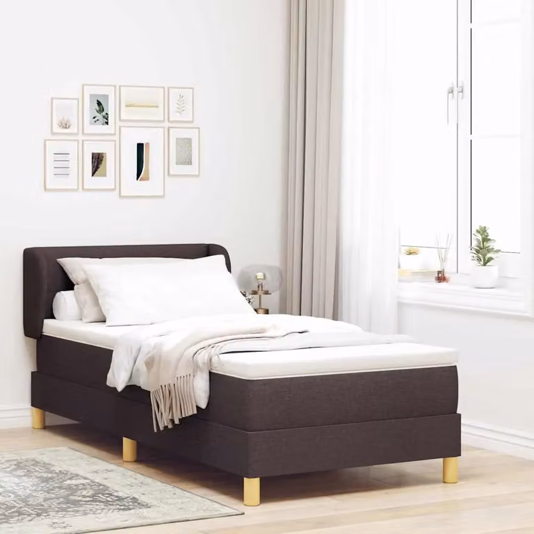 Letto a molle con testiera vidaXL in tessuto marrone scuro L 80 cm x P 200 cm