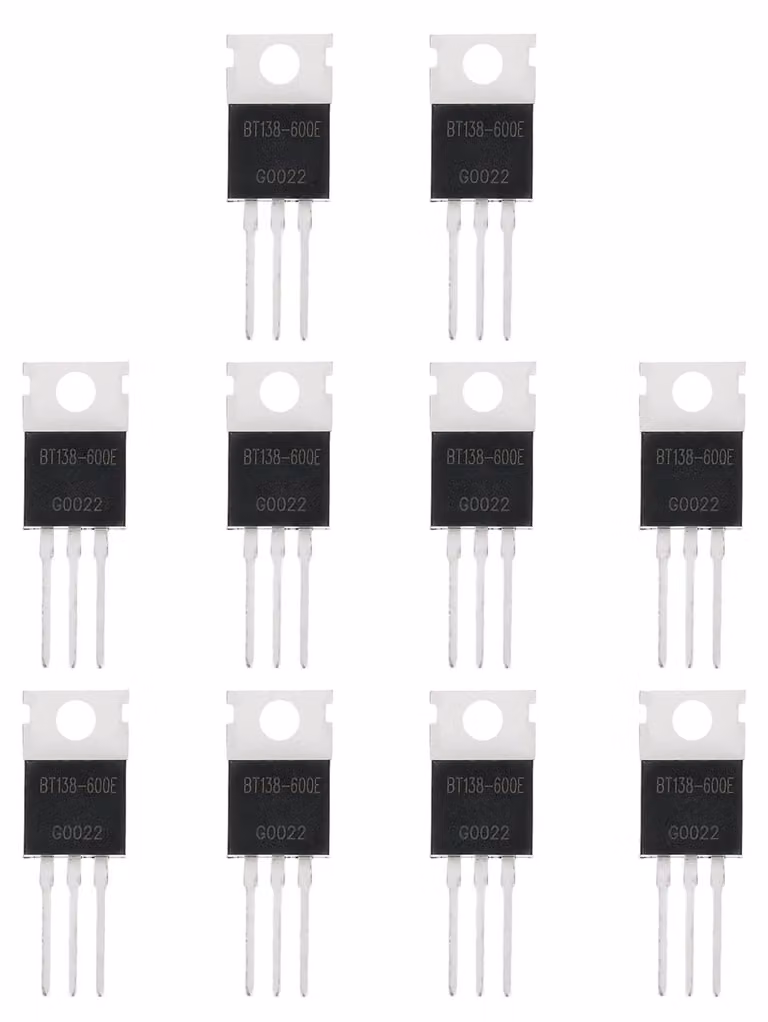 Tiristore BT138-600E, confezione da 10 pezzi, involucro TO-220, 600 V, 12 A, dimensioni 29 x 10 x 4,5 mm