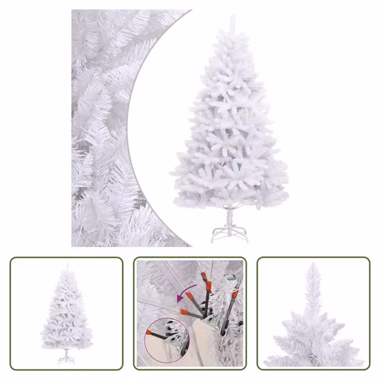 The Living Store Albero di Natale artificiale pieghevole con supporto bianco 210 cm
