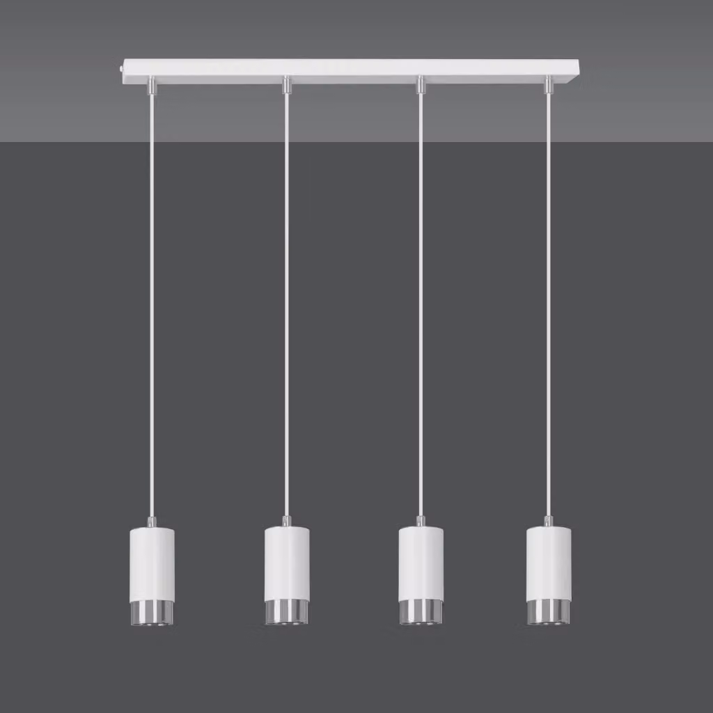 Lampadario a sospensione moderno Emibig Fumiko in metallo bianco e cromo, dimmerabile, con 4 lampadine GU10 – 2