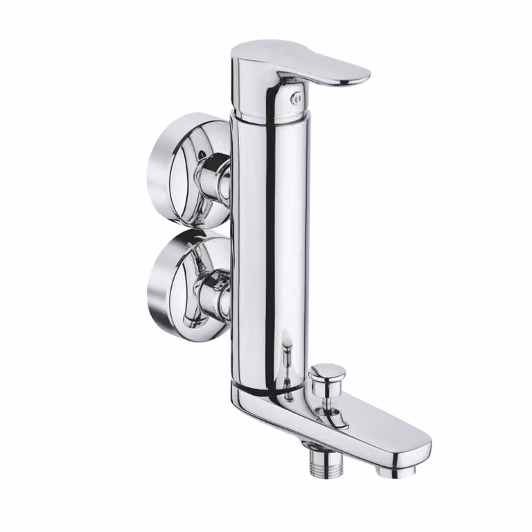 KLUDI OBJEKTA Mitigeur monocommandé pour bain et douche, robinetterie monobloc verticale, montage mural, chrome, 364890575, 364890575