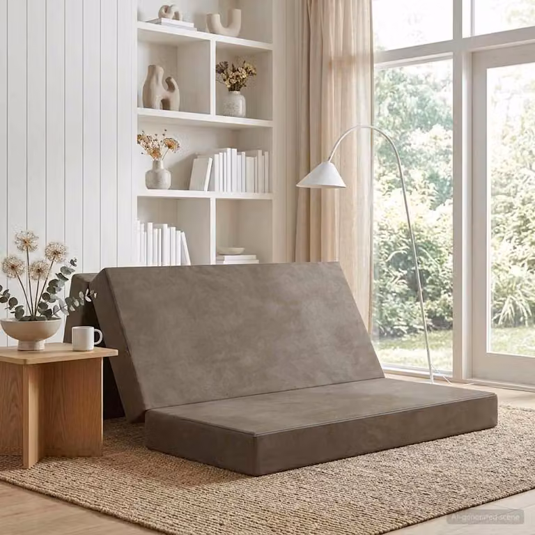 vidaXL Divano Letto Pieghevole Moderno Grigio con Struttura Imbottita L: 140 cm, P: 67 cm, H: 45 cm
