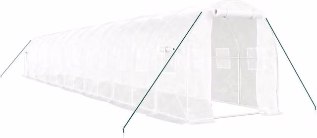 Serra tenda riparo pianta fiore verdura con struttura in acciaio 28 m² 14 x 2 x 2 m bianco 02_0044567