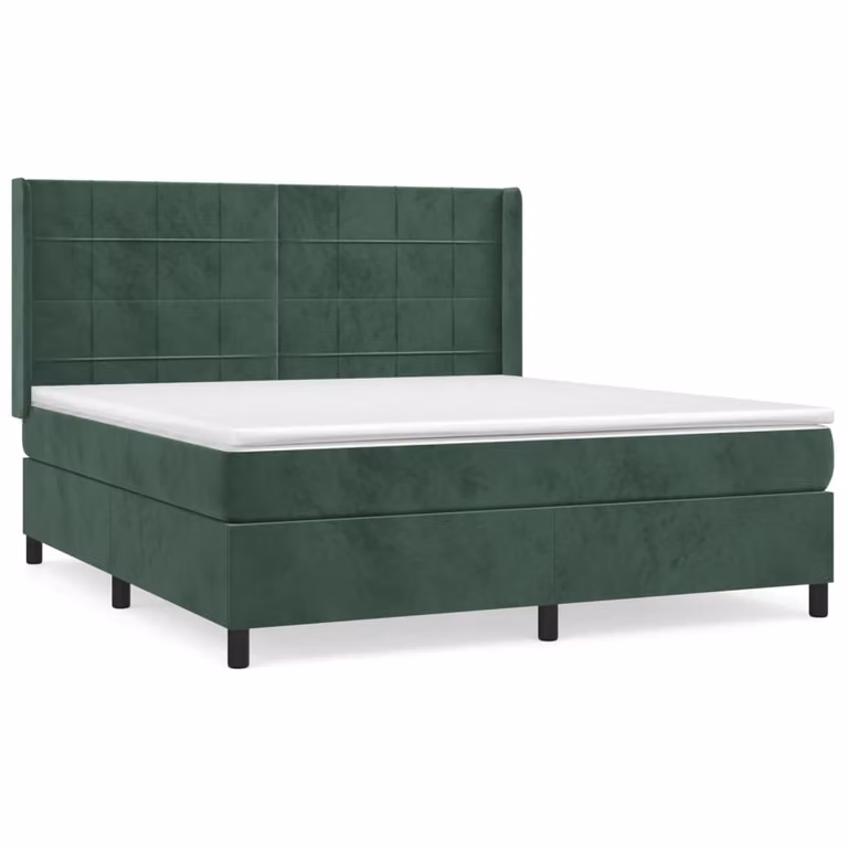 Giroletto a Molle con Materasso Verde Scuro 160x200 cm Velluto