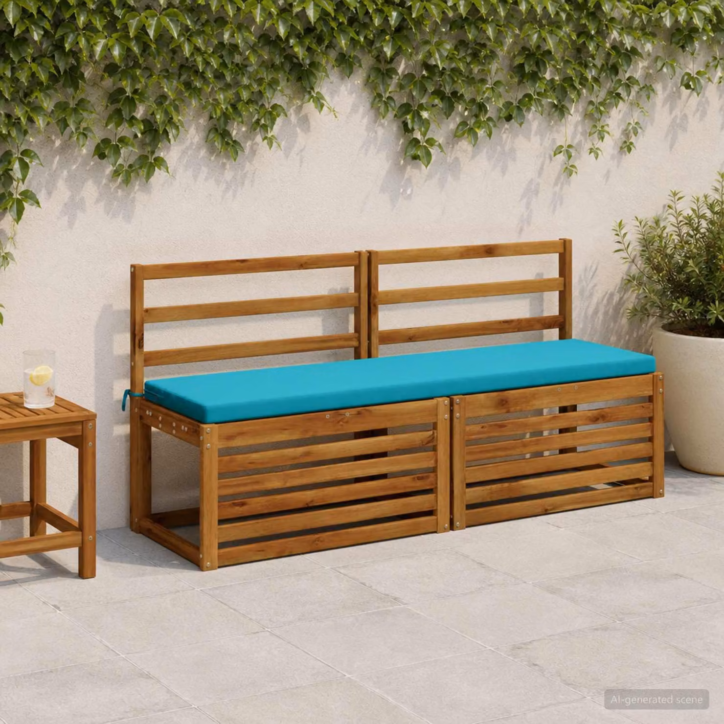 Cuscino per panchina vidaXL SOEST rettangolare in poliestere turchese con rivestimento rimovibile e resistenza ai raggi UV