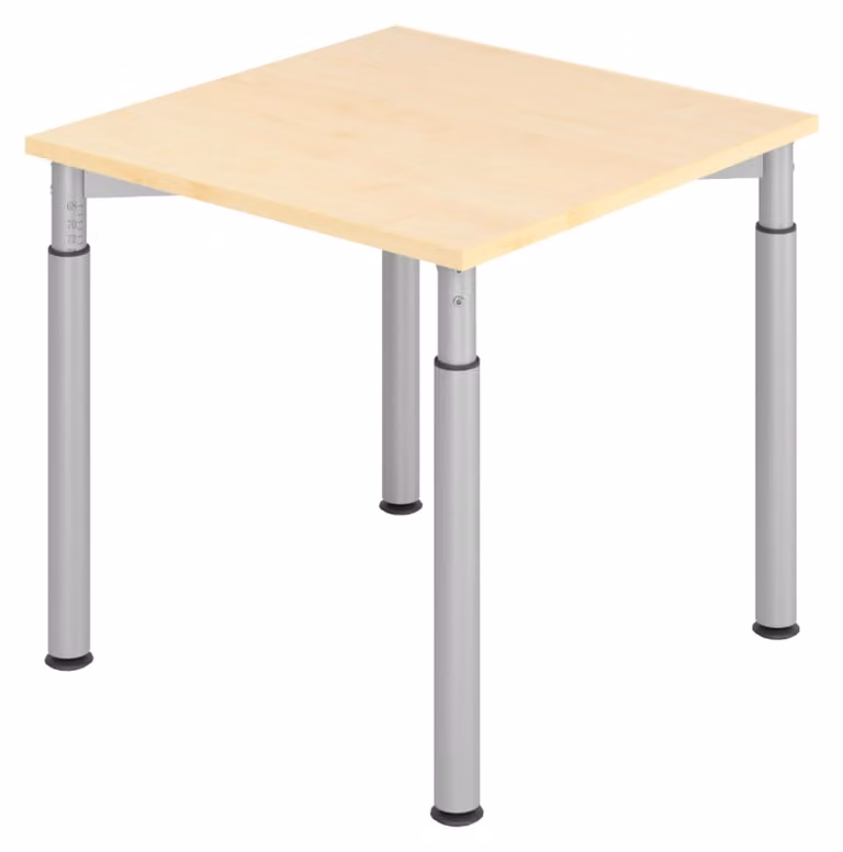 bümö Scrivania Serie-Y - Decorazione: acero, struttura: argento, dimensioni: 80 x 80 cm