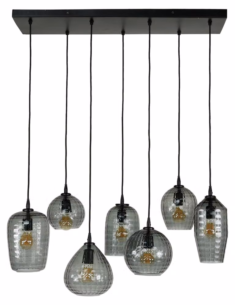 Lampada da soffitto FURNLUX Hexagon nero e vetro nero 90 cm / Colore principale: nero / Dimensioni: 90 x 150 x 30 cm