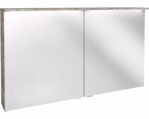 Armadietto a specchio LED FACKELMANN Oxford / Armadietto da bagno con illuminazione a LED / Dimensioni (L x A x P): ca. 120 x 69,6 x 20 cm / Armadietto di alta qualità a 2 ante per il bagno / Sistema Soft-Close / Corpo: marrone chiaro