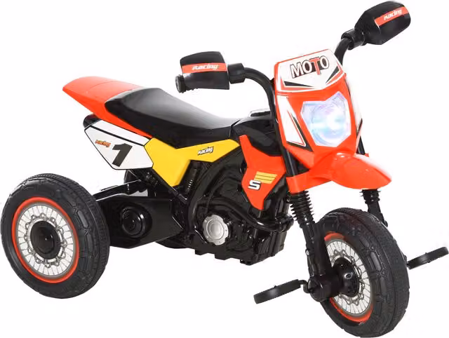 Triciclo per bambini HOMCOM stile moto con luci e suoni, 3 ruote larghe, rosso, L 71 x P 40 x H 51 cm – 1