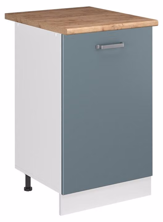Mobiletto base cucina Vicco R-Line Grigio-blu/Bianco 50 cm piano di lavoro Rovere dorato, Model 70149