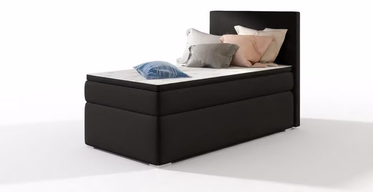Luxus Boxspringbett 90x200cm Einzelbett Bett Schwarz Modern