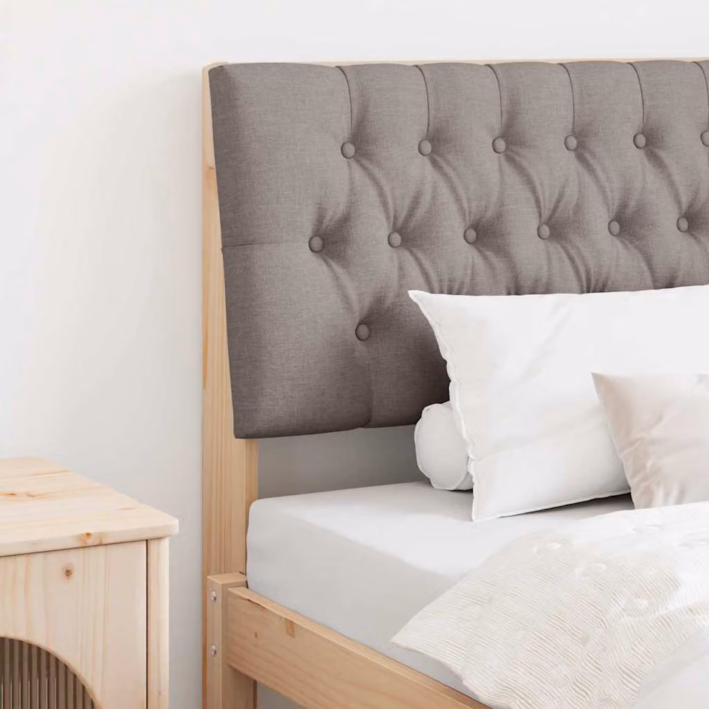 Testiera imbottita Talpa vidaXL in pino massello con tessuto, disponibile in beige, marrone o grigio, larghezza: 100 cm