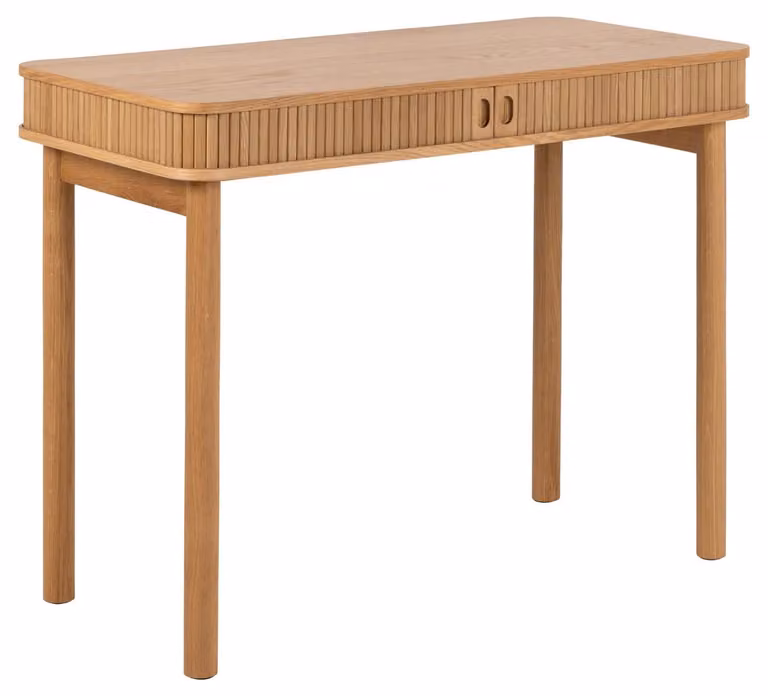 Scrivania Langley con 2 ante scorrevoli, decori in rovere.