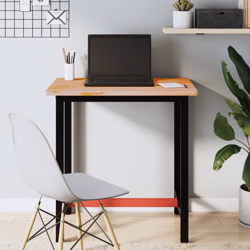 vidaXL Banco da Lavoro in Legno di Faggio e Metallo L: 80 cm, P: 55 cm, H: 81,5 cm