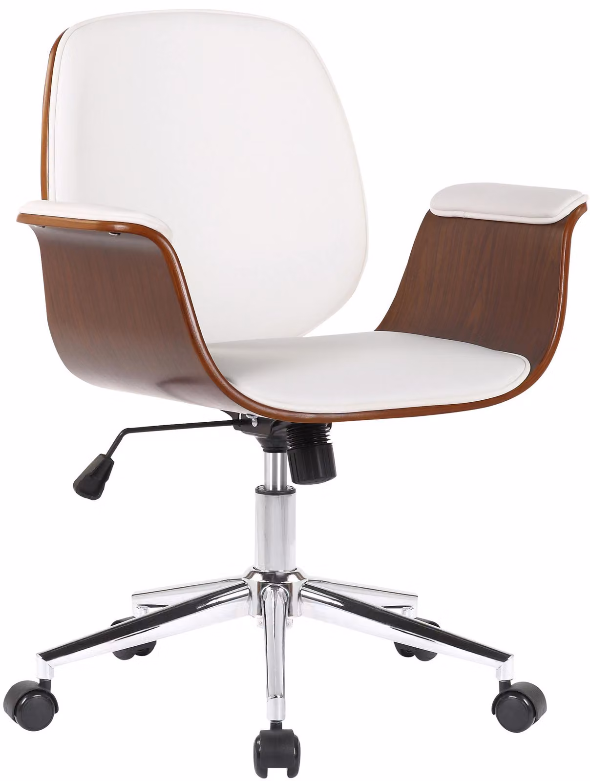 Sedia da ufficio Kemberg - ecopelle, legno noce - Bianco
