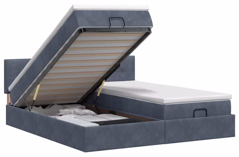 Divano poltrona ottomano con materasso e poggiatesta, 2 pezzi, color grigio scuro, rivestito in velluto