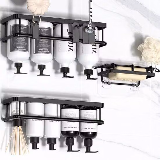 Armadietto da bagno - Porta asciugamani da bagno - Sistema per piastrelle del bagno - Accessori per la doccia - Supporto a parete - Porta shampoo - Parete doccia - Vasca doccia - Supporto a vuoto