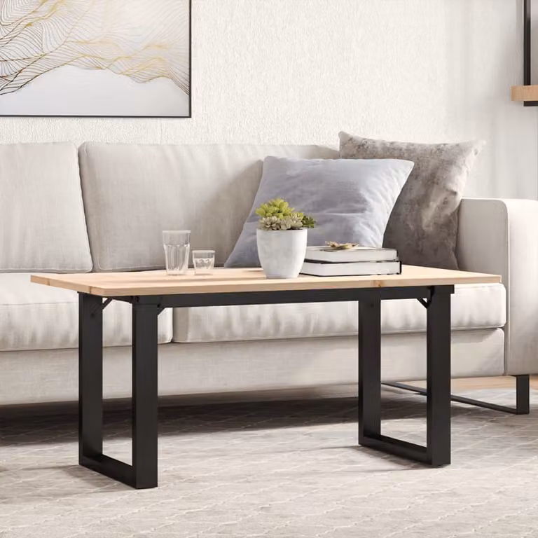 Maison Exclusive - Tavolino Salotto Telaio a O 100x50x45cm Legno Pino e Acciaio