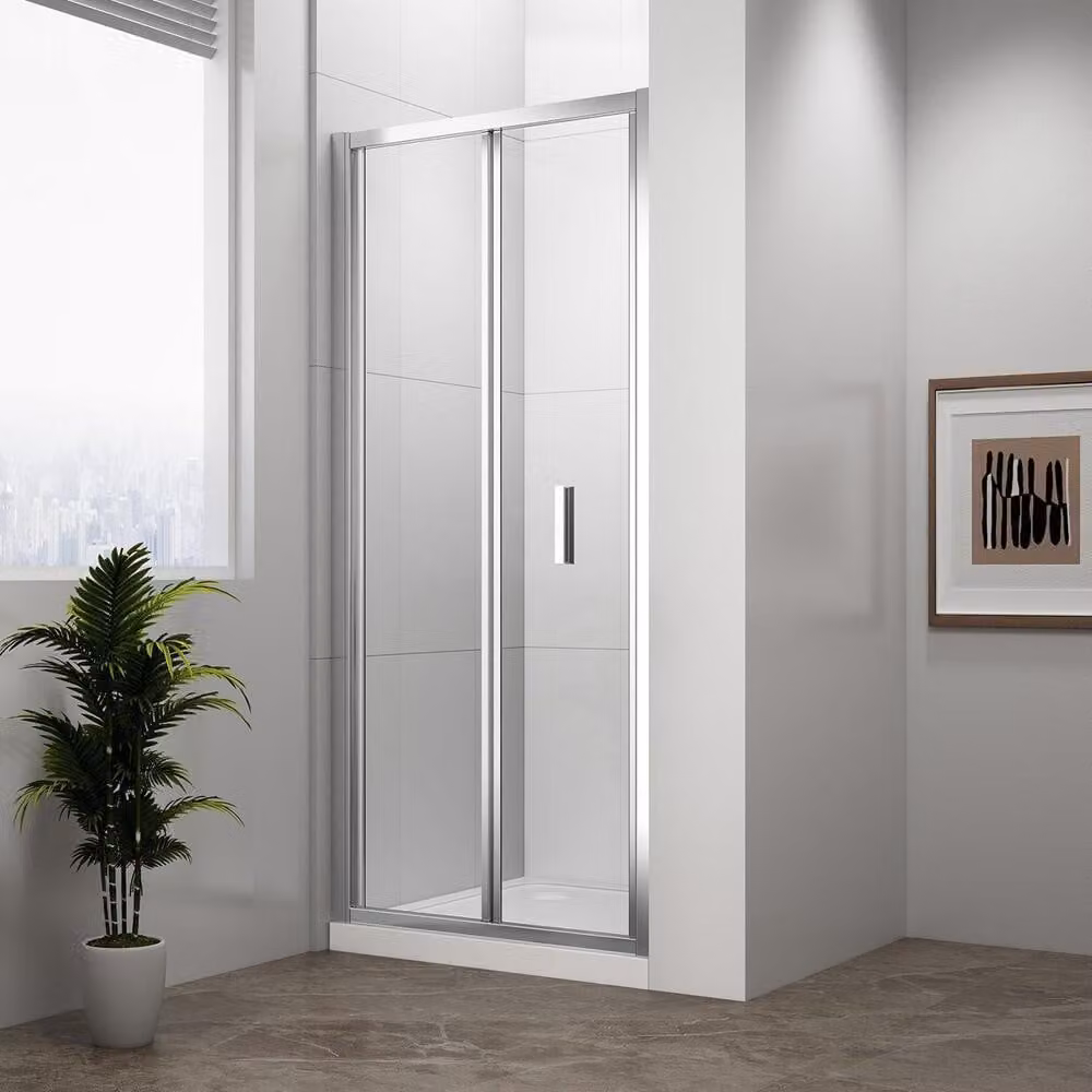 EASY LINE porta a nicchia/porta a soffietto per doccia 800 mm, vetro trasparente
