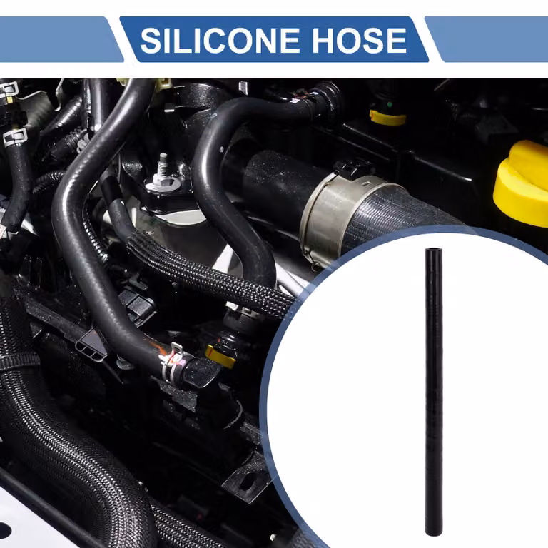 Tubo per liquido di raffreddamento, 500 mm / 19,69 pollici - In silicone - Diametro interno 14 mm / 0,55 pollici - Resistente a temperature fino a 300°C - Tessuto multistrato - Nero - Tubo in silicone