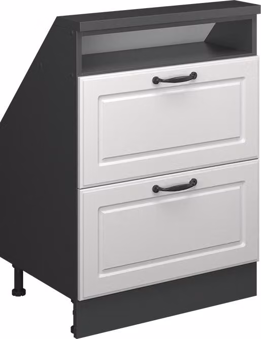 Mobile cucina sottotetto Vicco R-Line Bianco rustico 60 cm con 2 cassetti, Model 58221