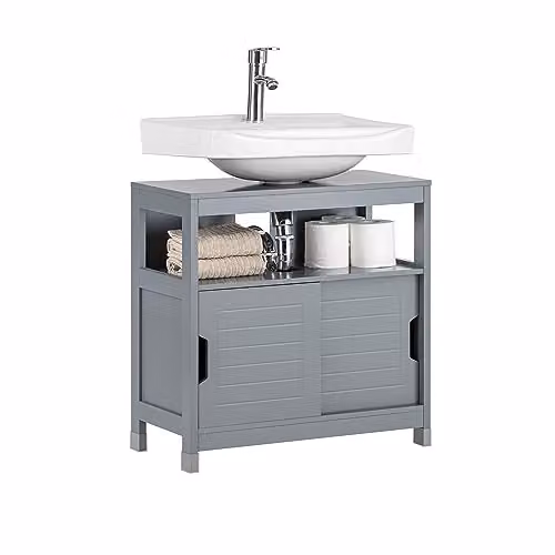 SoBuy Mobile Bagno Sottolavabo Salvaspazio con 2 Ante Scorrevoli