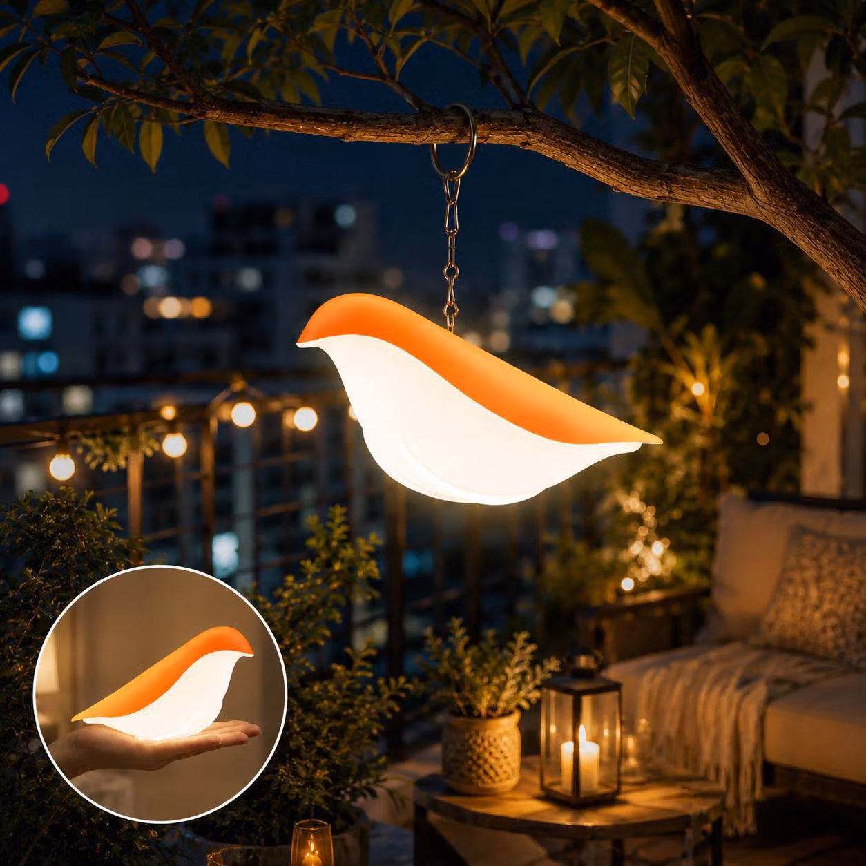 Luce notturna USB a forma di uccello, lampada da comodino senza fili, con batteria ricaricabile, dimmerabile tramite touch screen, base a interruttore, design rimovibile, lampada da tavolo LED per camera da letto, balcone, ideale come regalo o elemento de