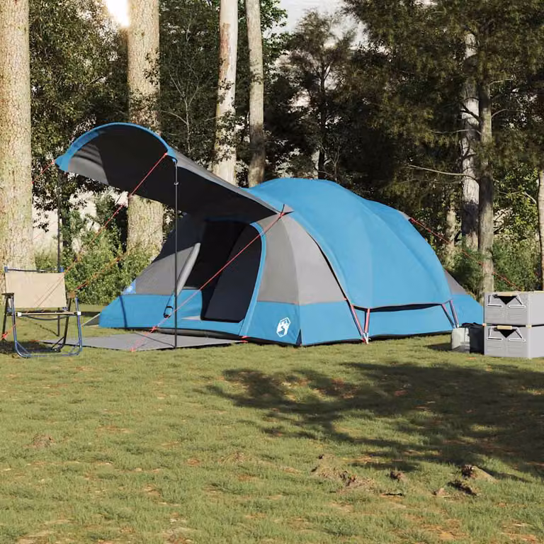 Tenda Familiare a Tunnel vidaXL per 8 Persone, Blu, Impermeabile in Poliestere