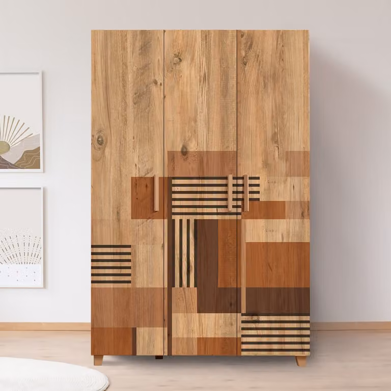 Skye Decor, Leva Hedera Colorblock, armadio, pino atlantico, pannelli truciolari rivestiti al 100% in melamina, 120 x 48 x 189 cm