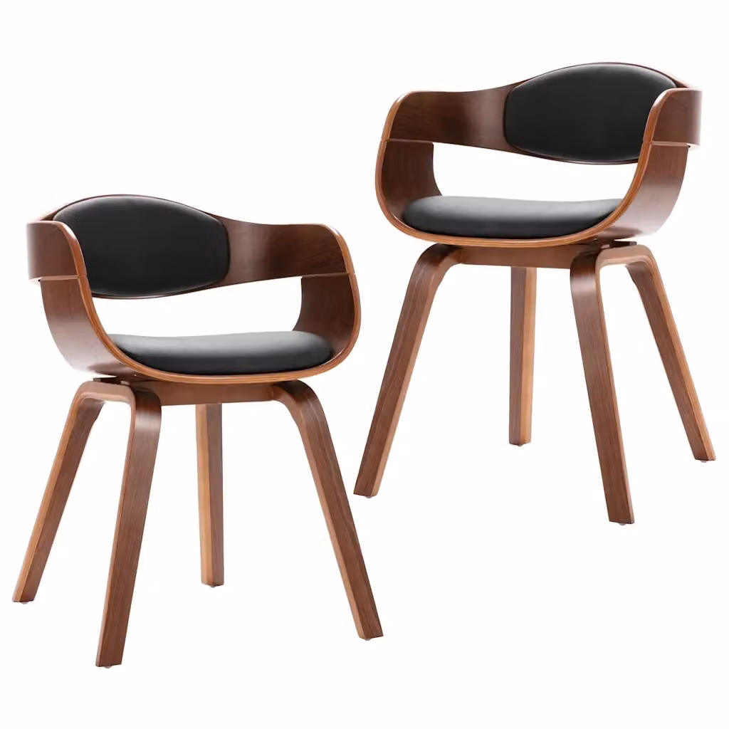 Set di 2 sedie da pranzo moderne vidaXL in legno e similpelle nera – 2