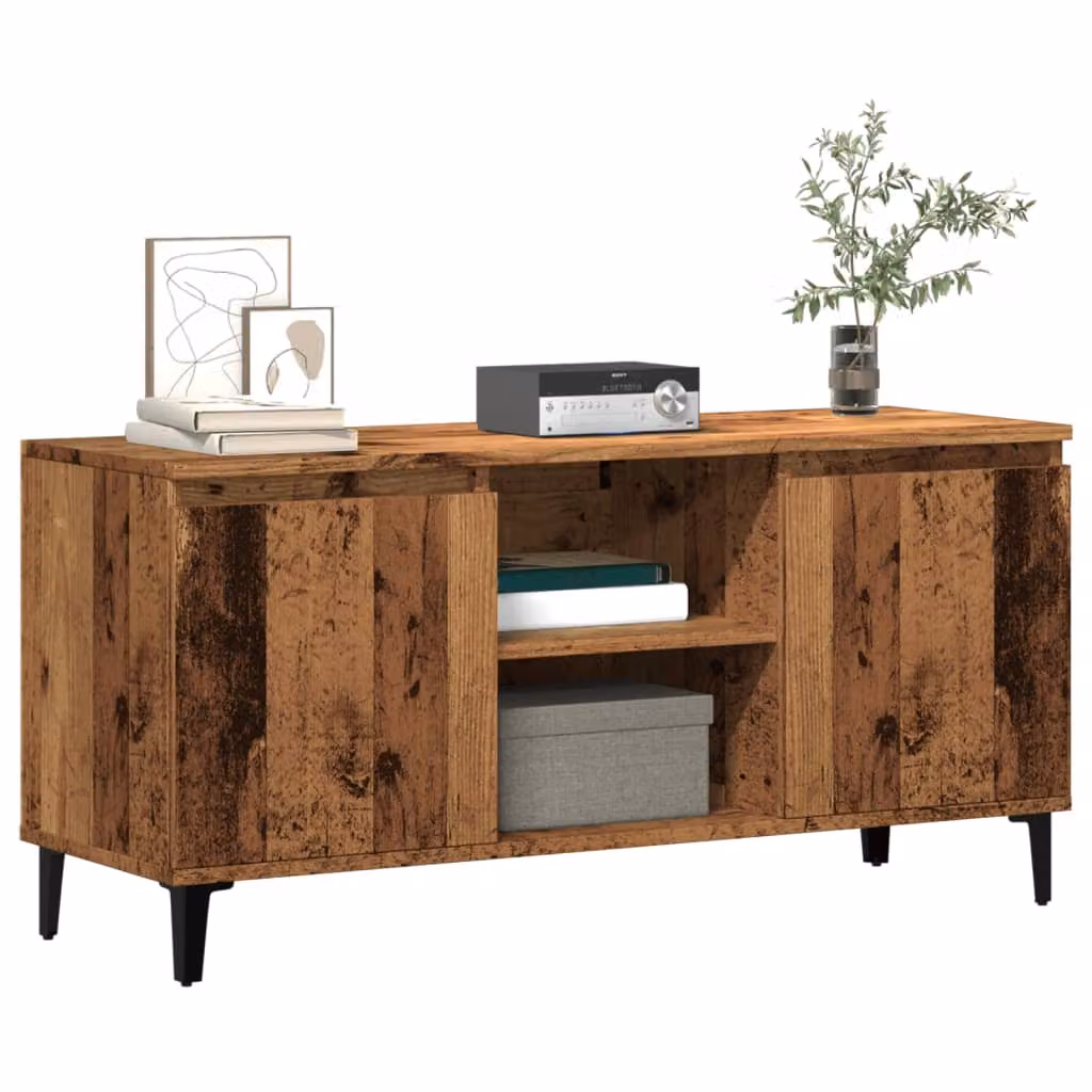 Mobile Porta TV vidaXL in Legno Antico Marrone con Ruote L/P/H: 102 x 35 x 50 cm