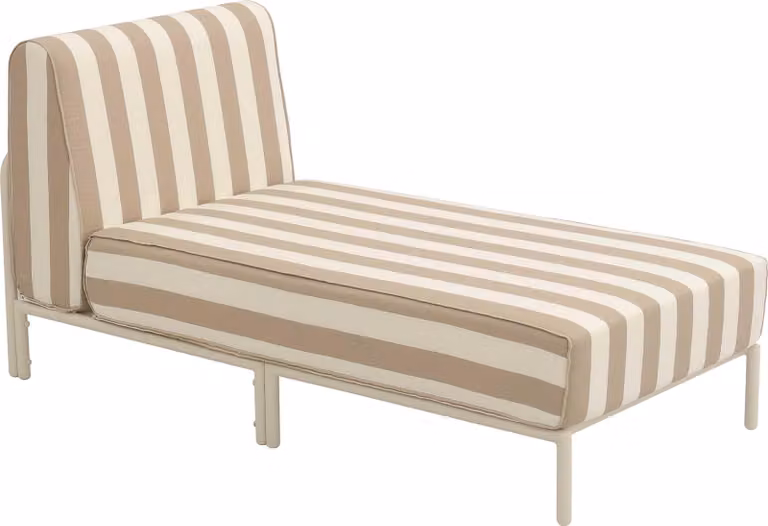 Chaiselongue für modulare Gartenmöbel aus beigefarbenem Stoff - Oviala Patio
