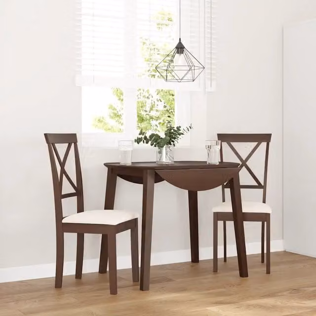 Set di 2 sedie da pranzo vidaXL in legno di Hevea marrone con cuscini in tessuto