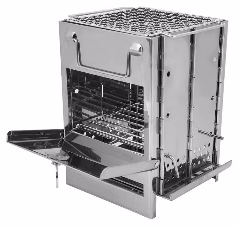 Stufa da esterno pieghevole - Acciaio inossidabile - Griglia per barbecue - Design compatto - Ideale per cucinare all'aperto - Facile da riporre - Griglia per barbecue