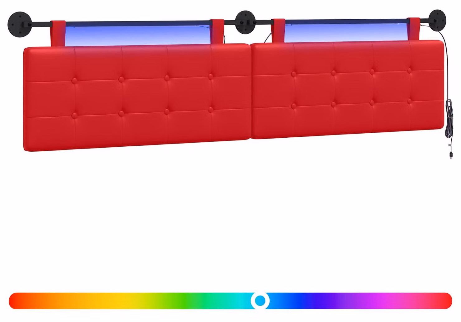 Testiera sospesa Con luce LED Rosso Pelle finta