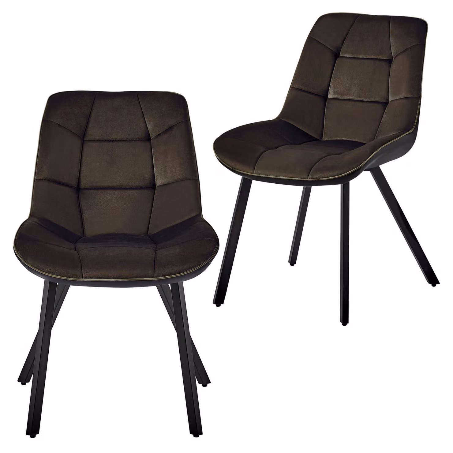 Sedie moderne per sala da pranzo in velluto e pelle - sedie per tavolo da pranzo di facile manutenzione in 3 varianti di colore - sedie da cucina imbottite con rivestimento trapuntato - robuste sedie per sala da pranzo con struttura in metallo , Colore:Ma