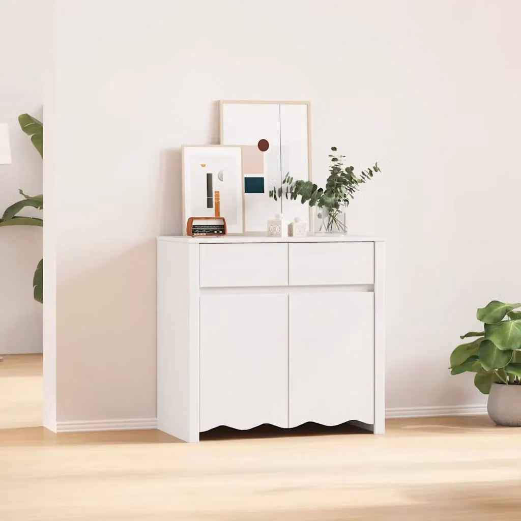 vidaXL Credenza Drammen con cassetto in legno di pino, Bianca, L 79 x P 43 x H 75.5 cm