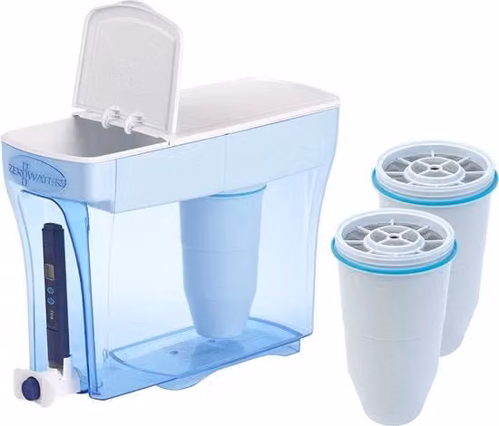 Dispensatore di acqua e filtro purificatore Zerowater, certificato NSF per il mercurio, Bianco e Blu, 4,7 l