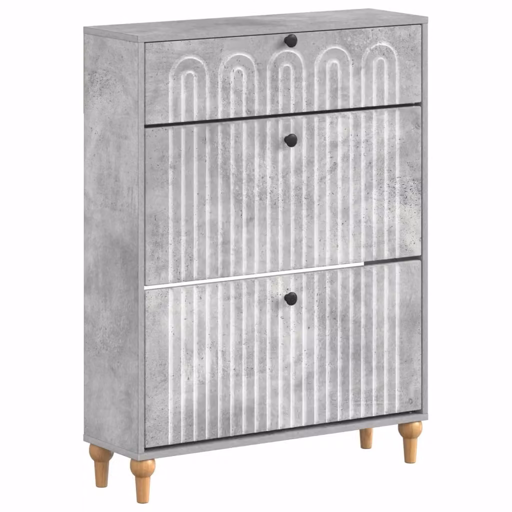 Mobile per scarpe moderno vidaXL in MDF e metallo, grigio e nero, L: 78 cm, P: 24 cm, H: 103 cm – 2