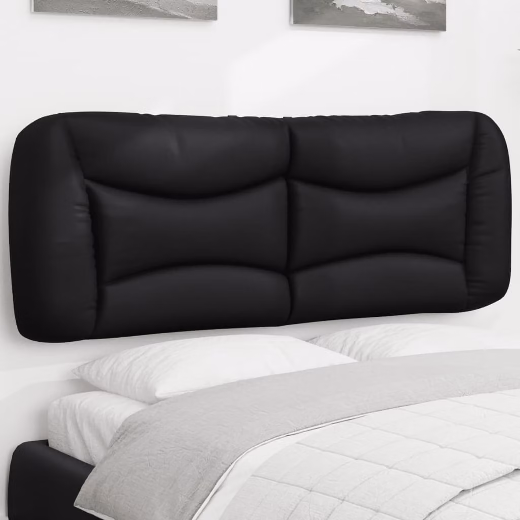 Testiera per letto imbottita vidaXL Hvar in similpelle nera, Larghezza: 130 cm, Altezza: 48 cm, Profondità: 15 cm