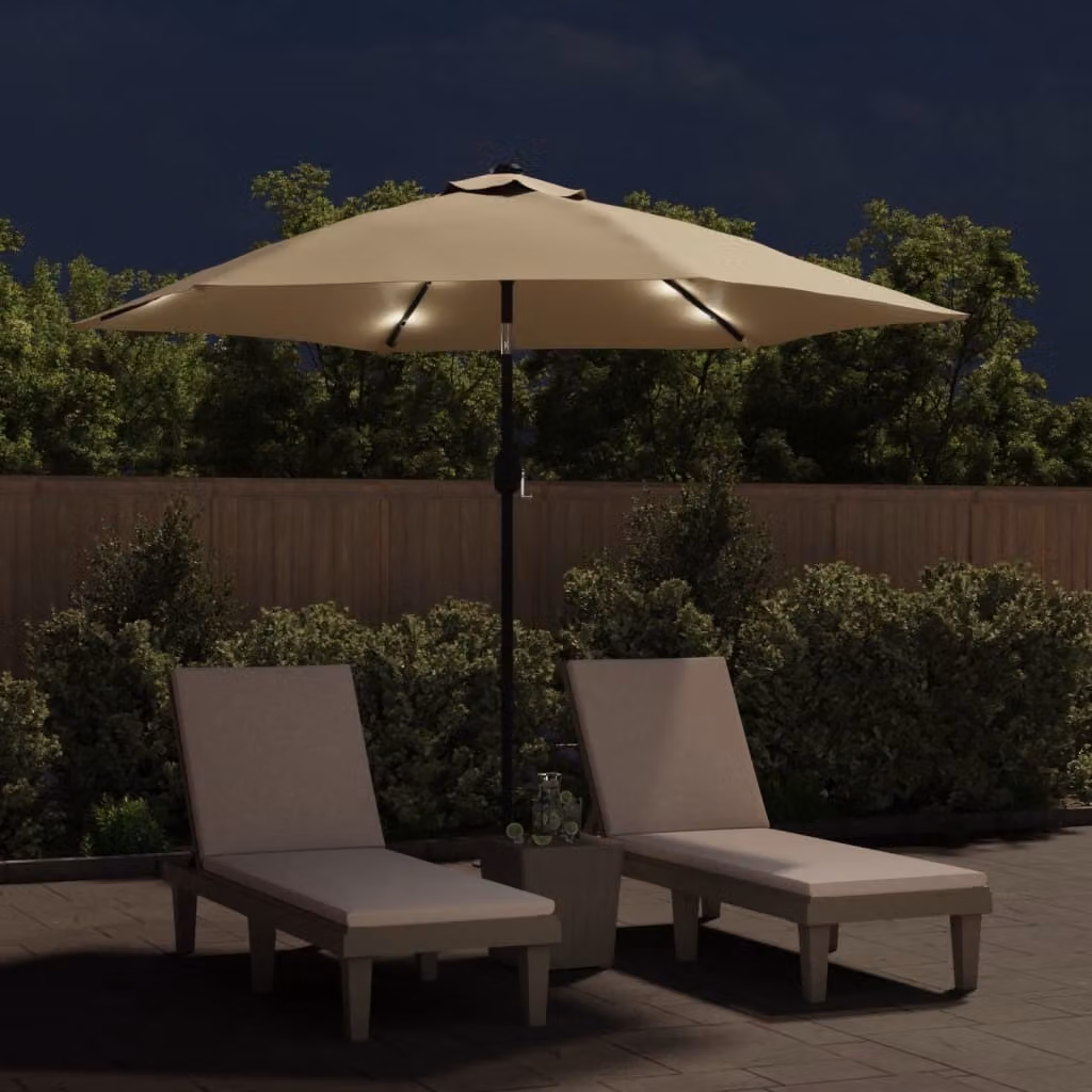 Maison Exclusive - Ombrellone con luci LED e palo in acciaio, altezza 300 cm, color tortora